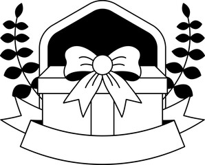 black and white logotype icon of A gift box