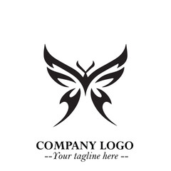 Elegant Butterfly Logo Symbol in Black on White Background with Minimalist and Modern Design