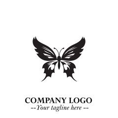 Elegant Butterfly Logo Symbol in Black on White Background with Minimalist and Modern Design