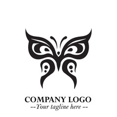 Elegant Butterfly Logo Symbol in Black on White Background with Minimalist and Modern Design