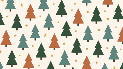 Colorful festive tree pattern desktop wallpaper