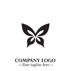 Elegant Butterfly Logo Symbol in Black on White Background with Minimalist and Modern Design