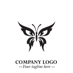 Elegant Butterfly Logo Symbol in Black on White Background with Minimalist and Modern Design