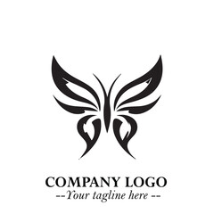 Elegant Butterfly Logo Symbol in Black on White Background with Minimalist and Modern Design