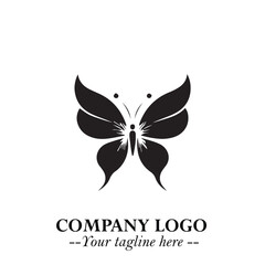 Elegant Butterfly Logo Symbol in Black on White Background with Minimalist and Modern Design
