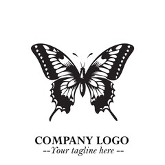 Elegant Butterfly Logo Symbol in Black on White Background with Minimalist and Modern Design