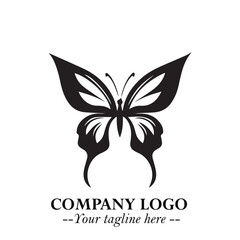 Elegant Butterfly Logo Symbol in Black on White Background with Minimalist and Modern Design