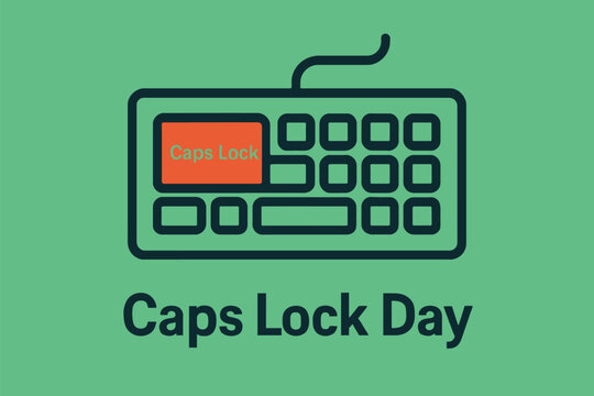 Caps Lock Day Flat Vector Illustration with Keyboard Icon