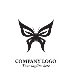 Elegant Butterfly Logo Symbol in Black on White Background with Minimalist and Modern Design
