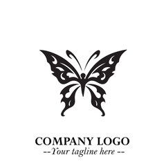 Elegant Butterfly Logo Symbol in Black on White Background with Minimalist and Modern Design