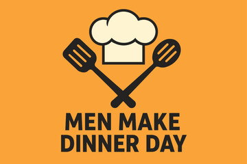 Men Make Dinner Day Vector Illustration