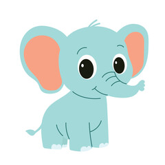 Cute Elephant Isolated on Transparent Background.