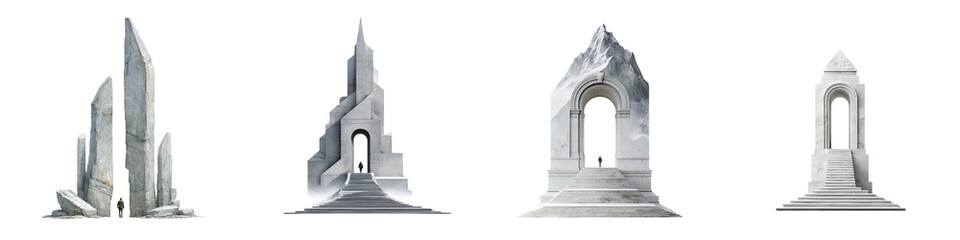 Fantasy Portal Concept Art: Mysterious Ancient Structures with Figures