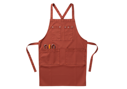 Isolated terracotta apron, workwear with pockets, cooking or gardening clothing for chefs