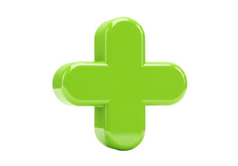 Isolated green medical cross sign symbol for healthcare, pharmacy or hospital assistance