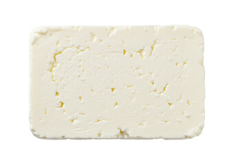 Isolated feta cheese block, traditional greek dairy product for vegetarian cooking diet