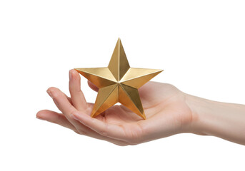 Isolated Golden Star in Hand, Trophy, Award, Success, Achievement, Winner, Celebration, Reward