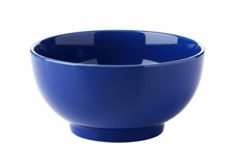 Isolated blue ceramic bowl, simple design, kitchen dishware for soup or cereal, no frills