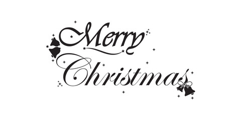 Merry Christmas Handwritten Calligraphy Lettering with Festive Style. Modern black Christmas Calligraphy Typography for Winter Celebration. Merry Christmas Calligraphy Design on White Background. 