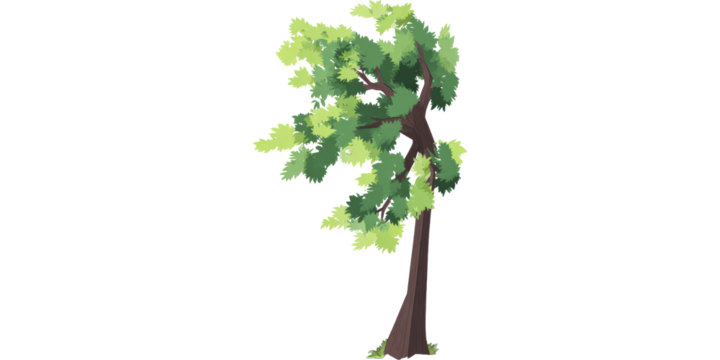 Cartoon Tree Swaying in the Wind