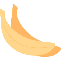 Two Yellow Bananas Overlapping Transparent Background Simple Flat Design Fruit Illustration