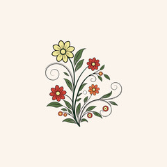 Elegant floral vector illustration featuring different blooming flowers with different colors on a white background, perfect for decorative design, invitations, textiles, and botanical art project
