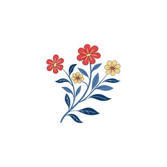 Elegant floral vector illustration featuring different blooming flowers with different colors on a white background, perfect for decorative design, invitations, textiles, and botanical art project
