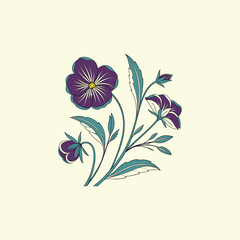 Elegant floral vector illustration featuring different blooming flowers with different colors on a white background, perfect for decorative design, invitations, textiles, and botanical art project
