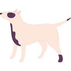 Pale Pink Bull Terrier Dog With Dark Markings Standing Profile View Simplified Cartoon Style