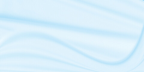 Close-up soft light blue fabric with gentle curved folds. Fabric fine visible texture and subtle sheen which creates glowing effect. Soft shadows and highlights accentuate smooth drapes and ripples
