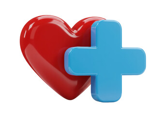 Fototapeta premium Isolated Heart and Plus Sign Symbol for Health, Medicine or Healthcare Service Icon Design