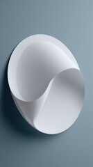 Abstract white paper art on blue background studio shot minimalist design modern graphic element clean simple elegant style circular shape
