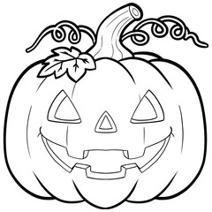 Halloween pumpkin lantern line art illustration – cute doodle style