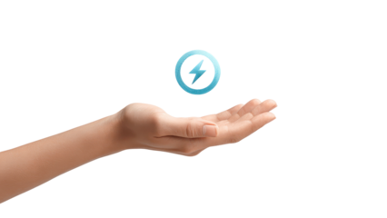 Hand Presenting Energy Bolt Icon - Green Technology Concept