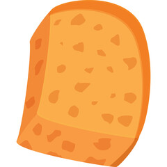 Orange Sponge Slice Isolated On Transparent Background With Small Pores Visible And A Slight Curve Showing Dimensionality In Lighting