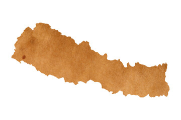 map of Nepal on old brown grunge paper	
