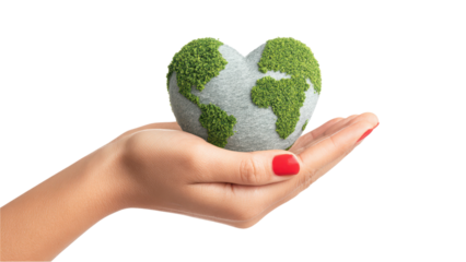 Eco-Friendly World: Heart-Shaped Earth in Hand