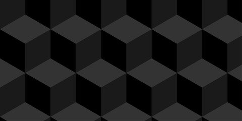 Abstract square dark black cubic square shape backdrop texture. cube geometric wall and floor vector diamond hexagon triangle wallpaper background.	