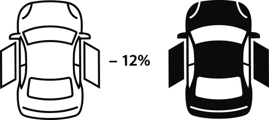 Illustrative car window tint comparison showing percentage reduction in light transmission, ideal for automotive industry promotions and safety campaigns