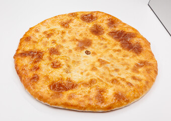 Georgian Lobiani Khachapuri With Golden Crust On White Background Ready For Stock Photo Use
