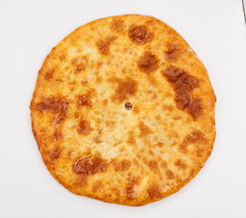 Georgian Lobiani Khachapuri With Golden Crust On White Background Ready For Stock Photo Use
