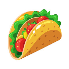 Delicious Mexican Taco Vector Illustration, Fast Food Cartoon Icon