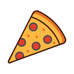 Pepperoni Pizza Slice Vector Icon, Italian Fast Food Cartoon Illustration