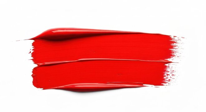 Red paint smear on white background, texture abstract design isolated - Powered by Adobe