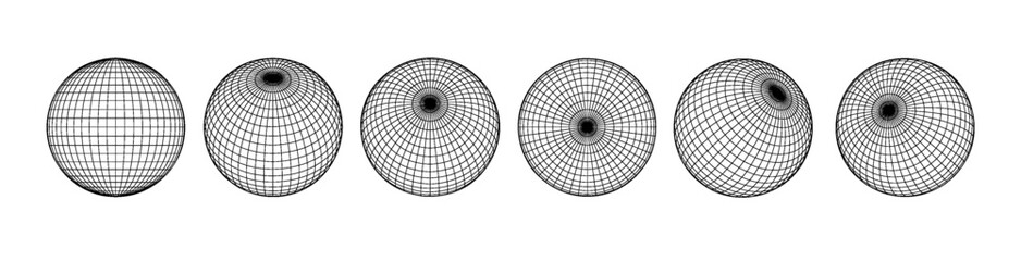 Futuristic globe wireframe PNG isolated. 3D sphere grid hologram virtual digital design vector elements