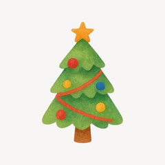 Festive watercolor Christmas tree.