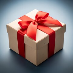 Elegant gift box with red ribbon for christmas birthday valentine's day present idea