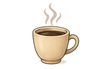 Hot coffee cup illustration steaming with aroma