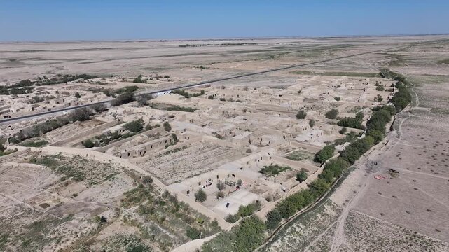 Balkh ancient town Afghanistan drone aerial - ancient historic religious city ruins and country historic houses Bactria - Zariaspa