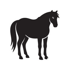 Elegant Silhouette Vector of a Washed Horse with Smooth Mane and Defined Features.